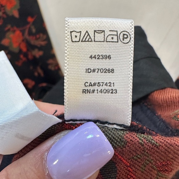 LOFT Marisa Fit Floral Dress Pants Size 14 Navy & Red Tapestry Brocade - Picture 5 of 11